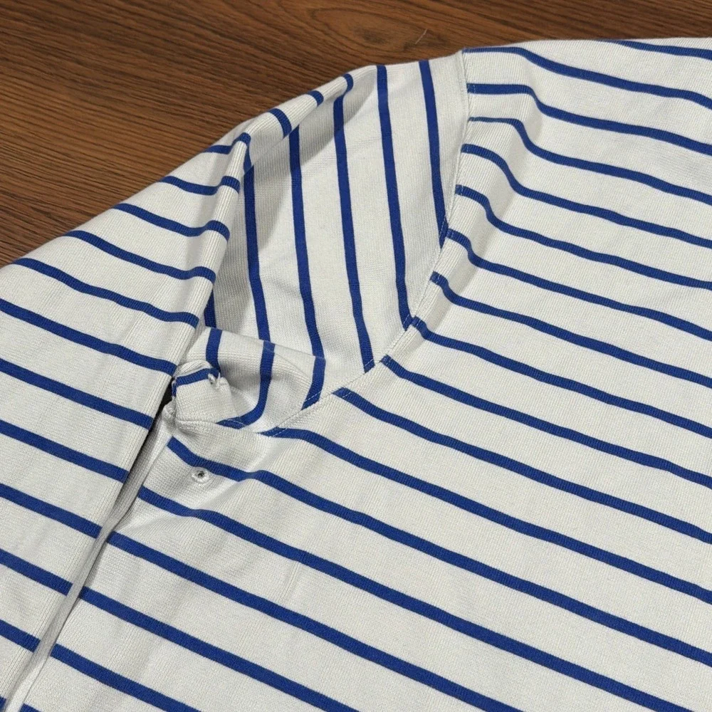 Nike France FFF Long Sleeve Rugby Shirt Jersey Striped White Blue Men's Size M